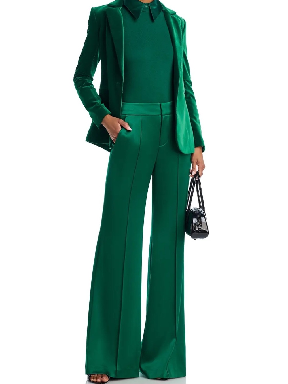 ALICE AND OLIVIA Elegant Green Wide-Leg Dress Pants - Picture 15 of 17
